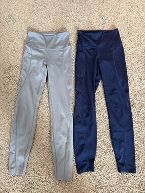 Athlio Athletic Legging (Grey/Navy Blue) Women's Small